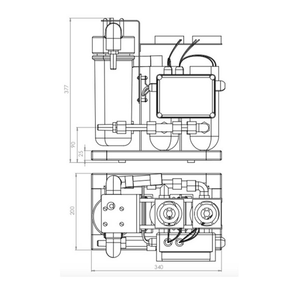 Dessalinisateur Schenker Modular 60 L/H  schéma dimensions pompe de gavage - N°16 - comptoirnautique.com