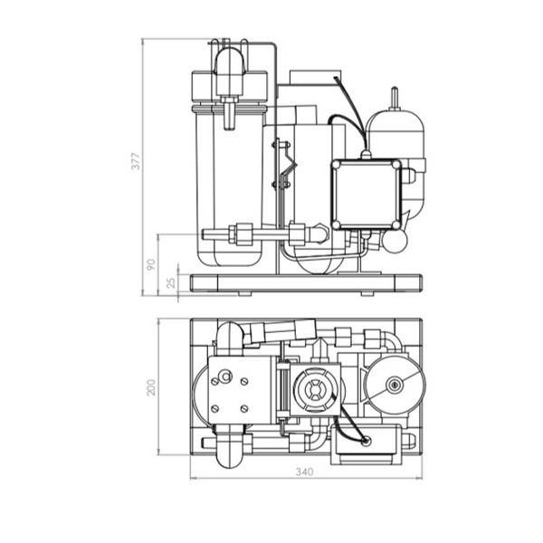 Dessalinisateur Schenker Smart 30 L/H schéma des dimensions de la pompe de gavage - N°21 - comptoirnautique.com 