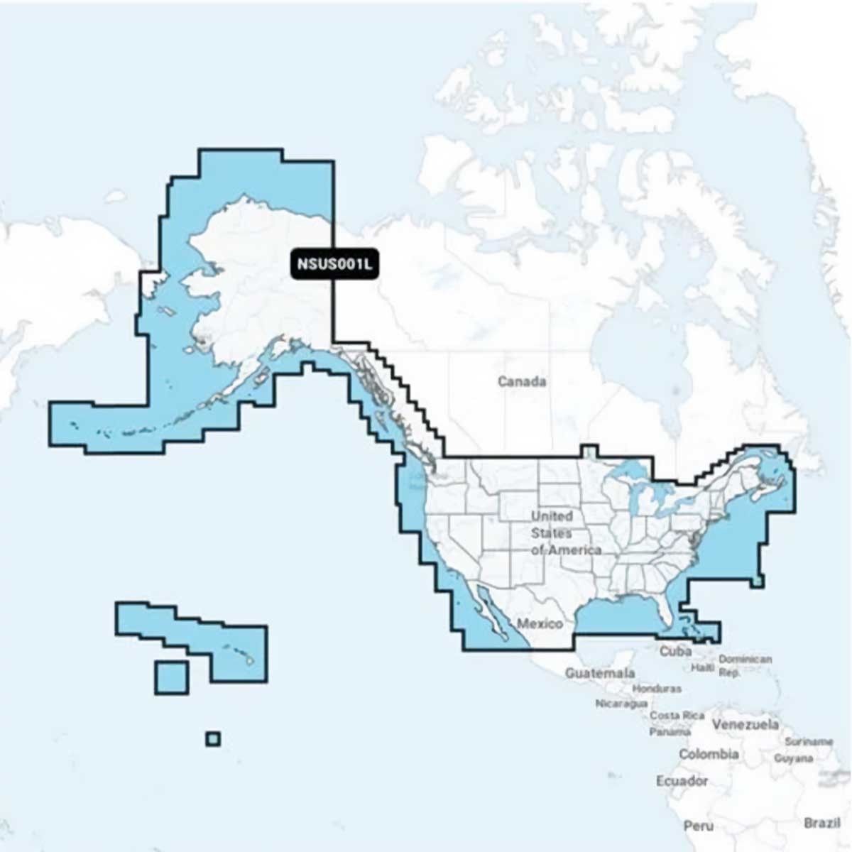 Carte Garmin Navionics+ - Zone AMÉRIQUES US001L - États-Unis et Canada côtier