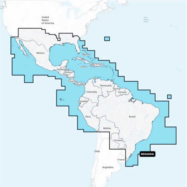 Carte Garmin Navionics+ - Zone AMÉRIQUES SA004L - Mexique, Caraïbes au Brésil - N°9 - comptoirnautique.com