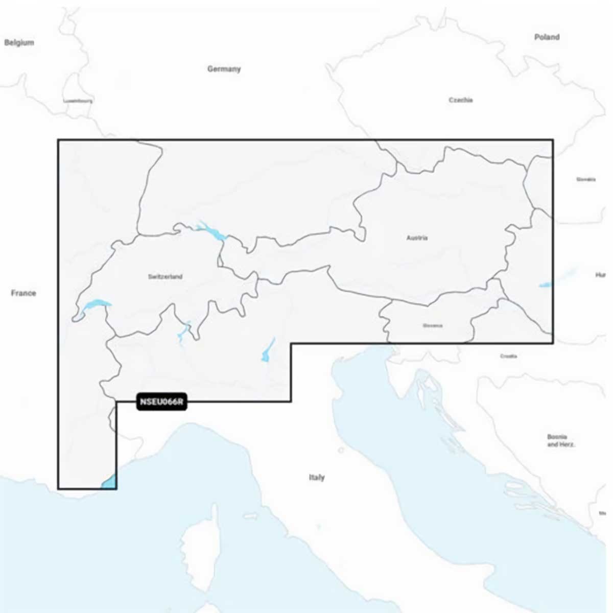 Carte Garmin Navionics+ - Zone EUROPE CENTRALE EU066R - Alpin, Lacs & Rivières / NS-EU066R