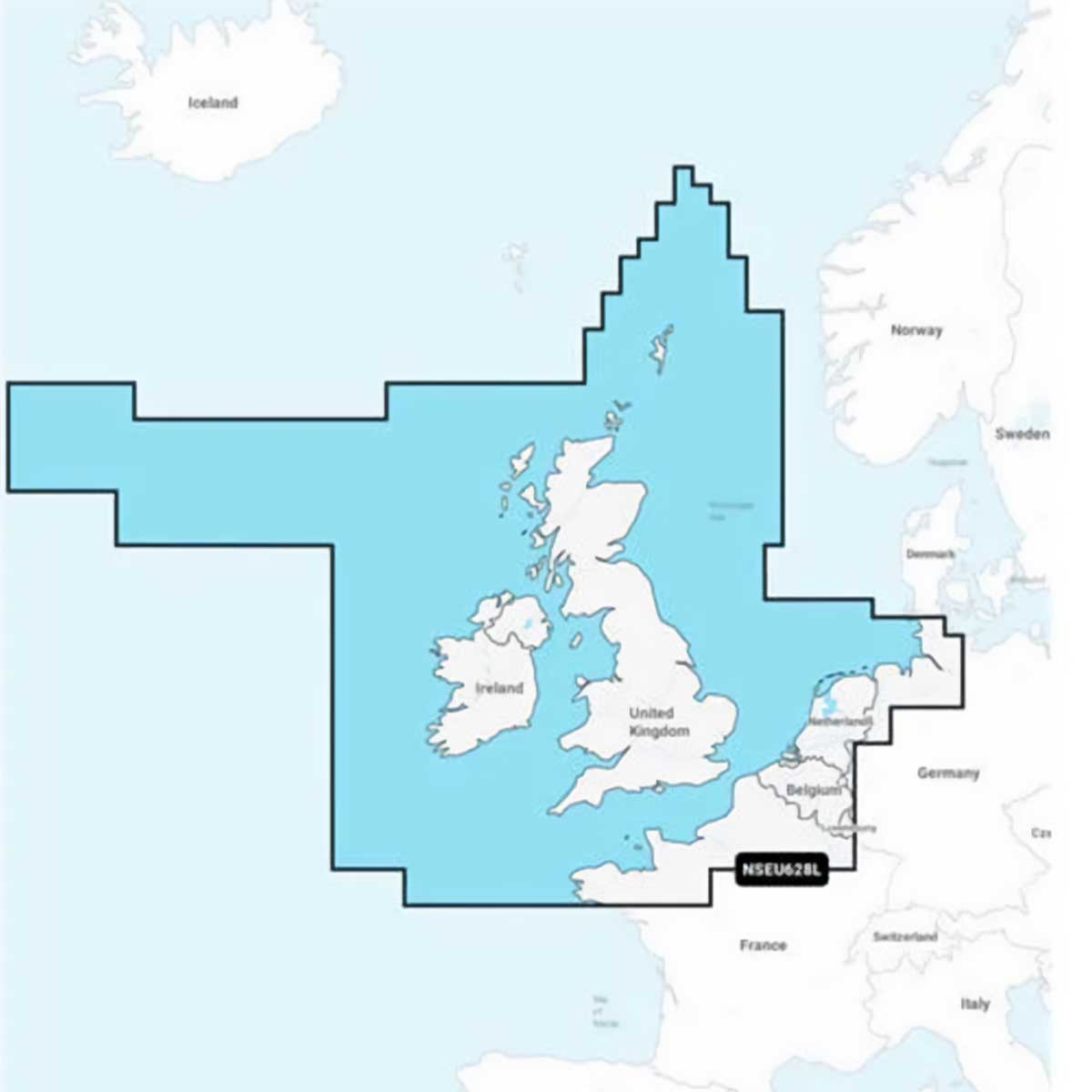Carte Garmin Navionics+ - LARGE Zone EUROPE EU628L - Royaume-Uni, Irlande et Hollande / NS-EU628L