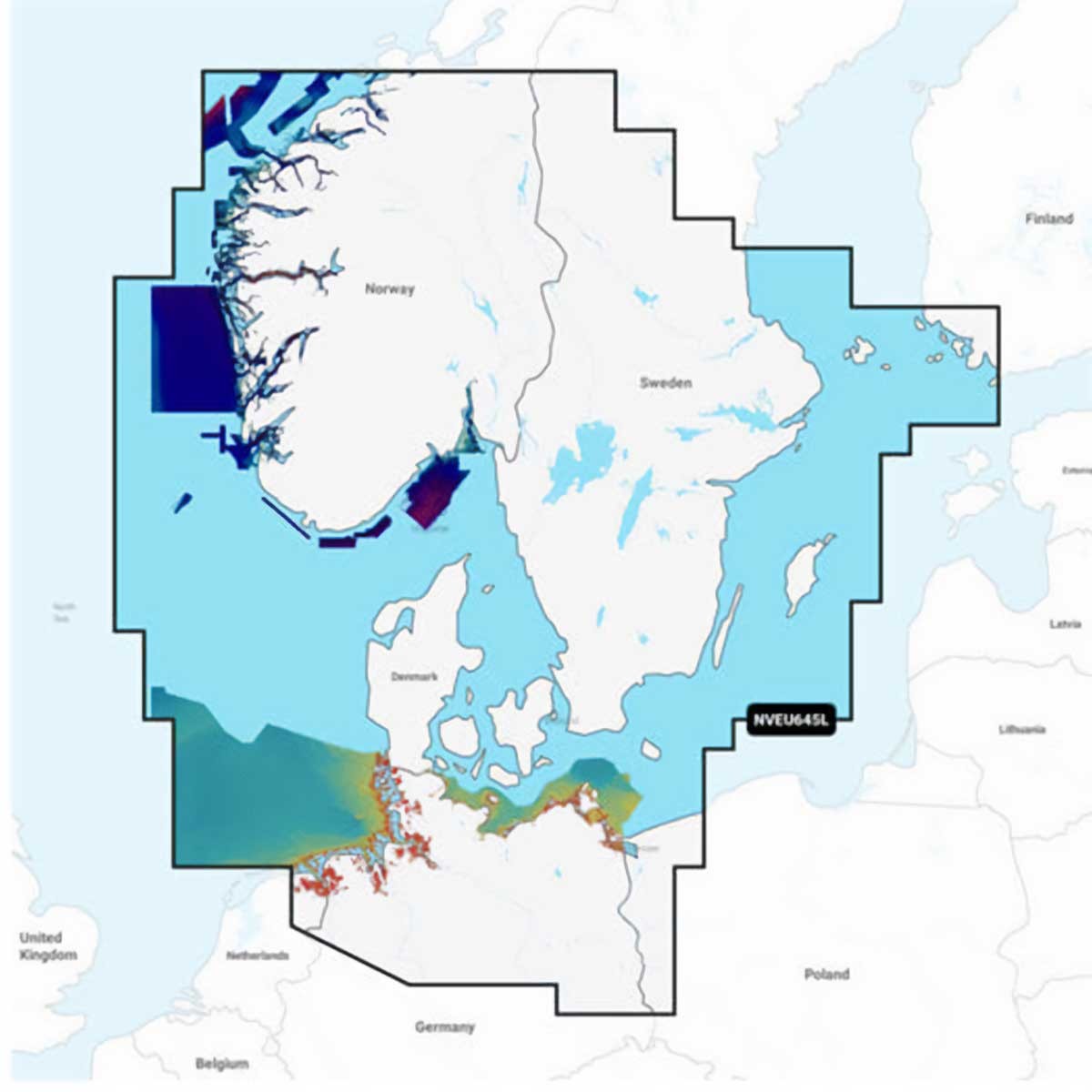 Carte Garmin Navionics Vision+ - LARGE Zone EUROPE EU645L - Skagerrak et Kattegat / NV-EU645L