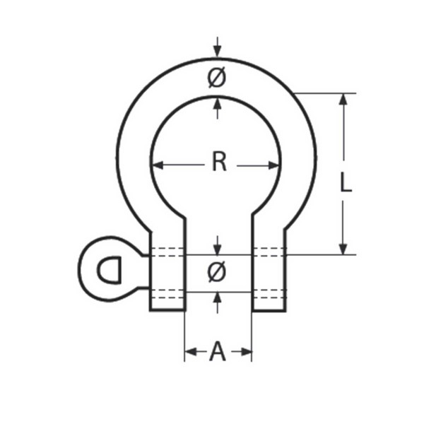 Lyre shackle Ø 10mm 316 stainless steel - N°2 - comptoirnautique.com