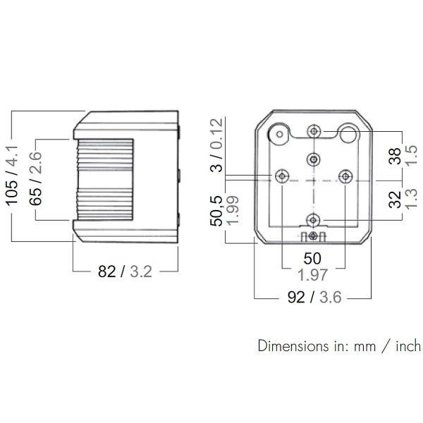 Feu bâbord Série 41 Aqua Signal dimensions - N°1 - comptoirnautique.com