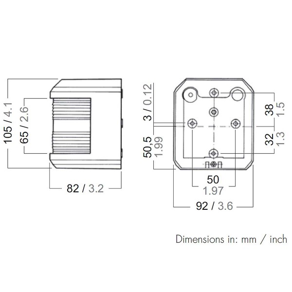 Feu Bicolore Série 41 Aqua Signal dimensions - N°1 - comptoirnautique.com