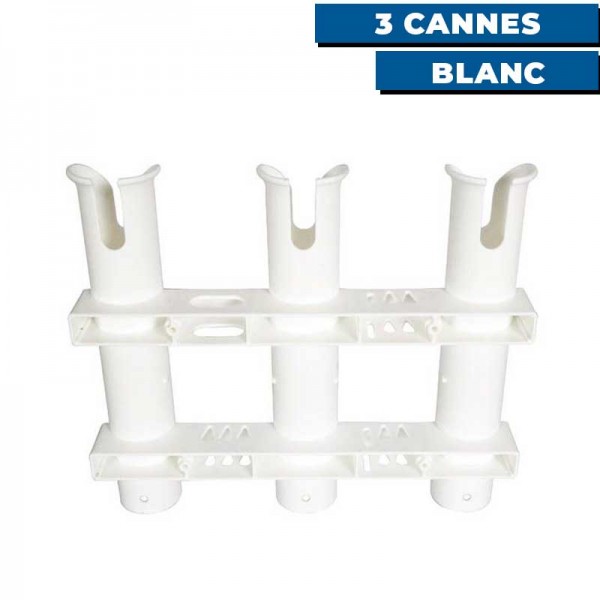 Porte cannes fixe en PVC Seanox 3 cannes blanc dos - N°8 - comptoirnautique.com
