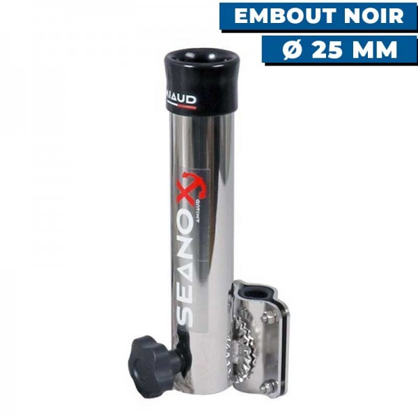 Porte canne à orientation rapide Inox avec bride Seanox embout noir et Ø25 mm - N°2 - comptoirnautique.com