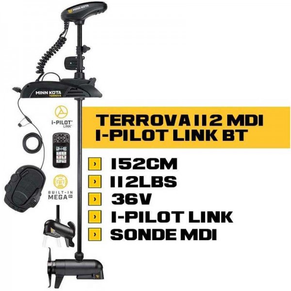 Moteur avant Minn Kota Terrova MDI BT + pédale + I-Pilot Link 112lbs 152cm 36V - N°8 - comptoirnautique.com
