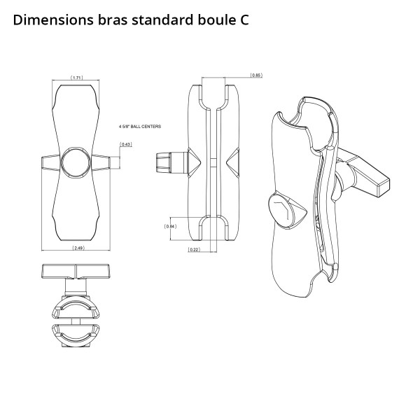 Bras Standard RAM double articulation - N°8 - comptoirnautique.com 