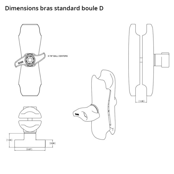 Bras Standard RAM double articulation - N°9 - comptoirnautique.com