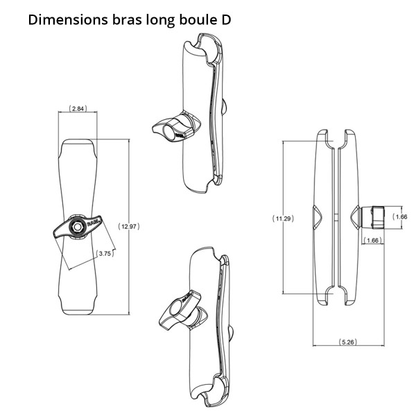 Boule B - Bras long RAM double articulation - Ram Mounts - N°8 - comptoirnautique.com