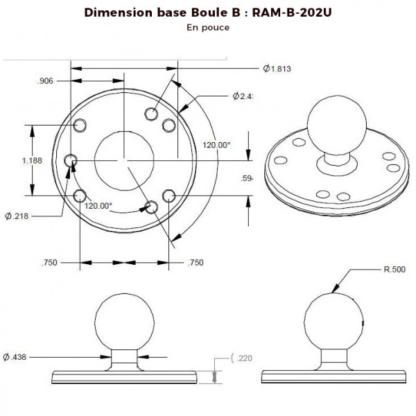 Base RAM rotonda avvitabile - N°10 - comptoirnautique.com
