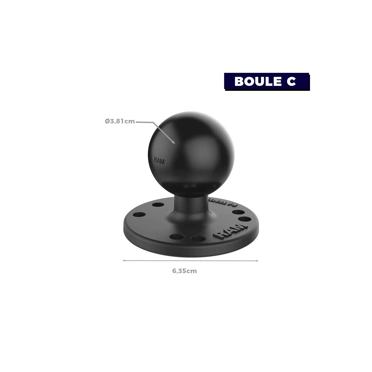 Base Ronde à visser RAM - Boule C