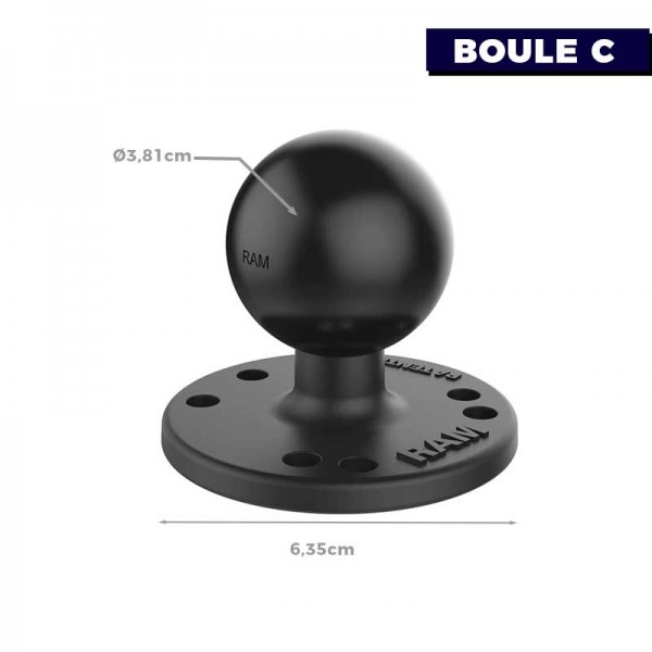 Base Ronde à visser RAM - Boule C - N°5 - comptoirnautique.com
