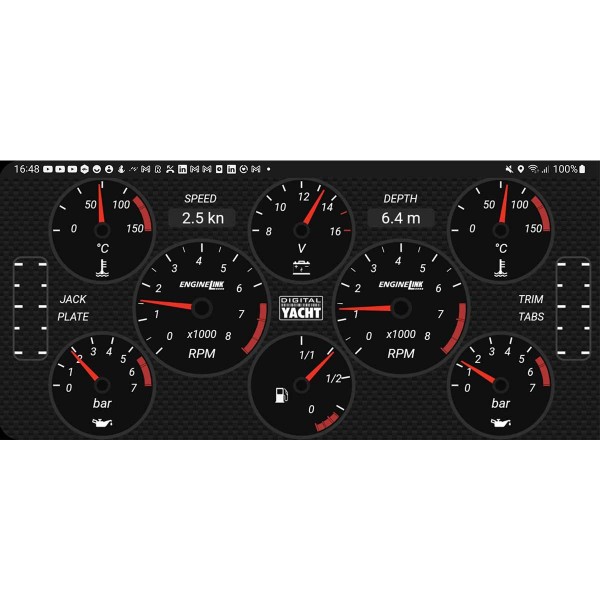Interface données moteur ENGINElink Wifi NMEA 2000 Digital Yacht affichage données de deux moteurs mode sombre - N°4 - comptoirnautique.com