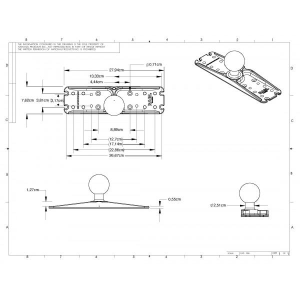 Support horizontal pour ECHOMAP Ultra et GPSmap XSV 8 à 12" - Boule D - N°5 - comptoirnautique.com