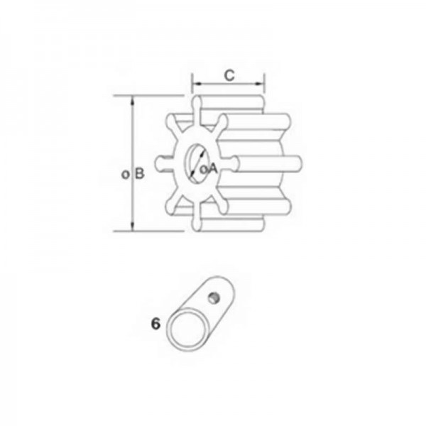 Girante a 10 pale in neoprene Jabsco 18653-0001 - N°4 - comptoirnautique.com
