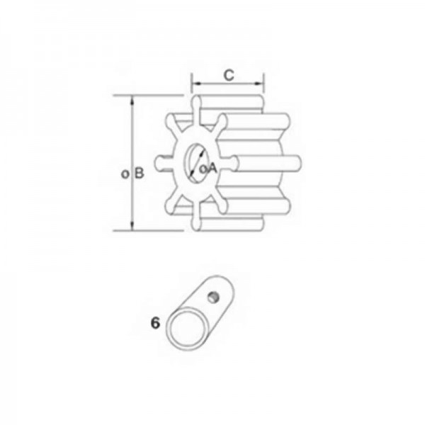 Neopren-Impeller 10-blättrig Jabsco 18653-0001 - N°4 - comptoirnautique.com 