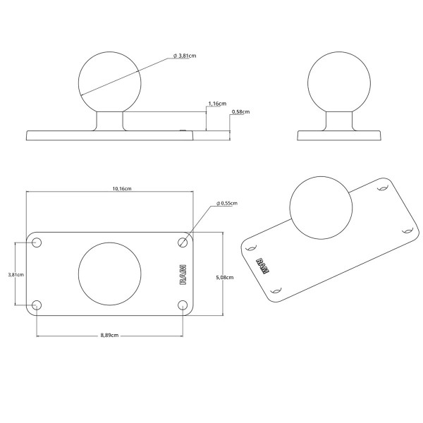 Platine RAM - Boule C pour HELIX 7" - N°4 - comptoirnautique.com