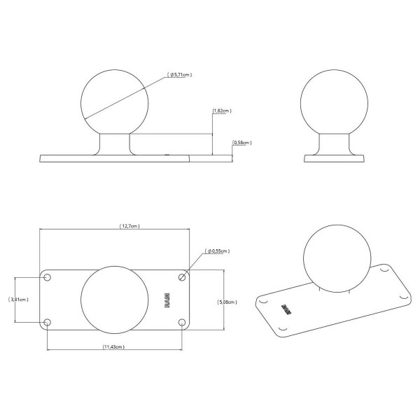 Supporto SW RAM-VH9 Orizzontale Helix 8,9,10 e Solix 10 - Palla D - N°2 - comptoirnautique.com