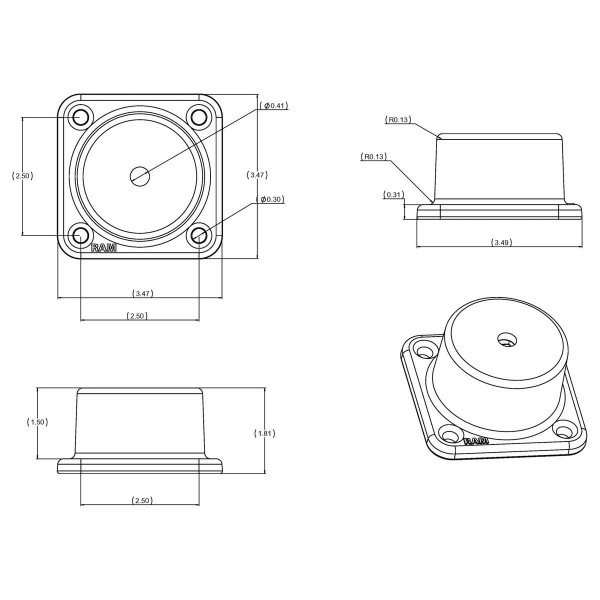Support horizontal bras pivotant pour Echomap, GPS Map, Striker, HDS Live/Pro, de 5" à 16" - N°10 - comptoirnautique.com