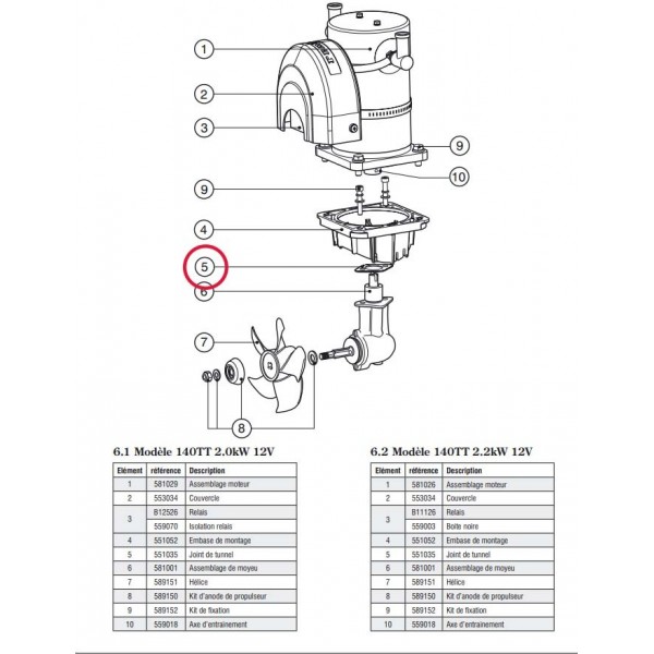 Guarnizione per propulsori 140TT - N°1 - comptoirnautique.com