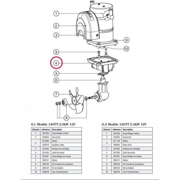 Base de montaje para propulsor Lewmar 140TT - N°1 - comptoirnautique.com