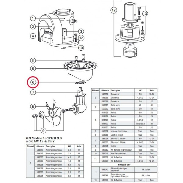 Junta para propulsor 185TT - N°1 - comptoirnautique.com