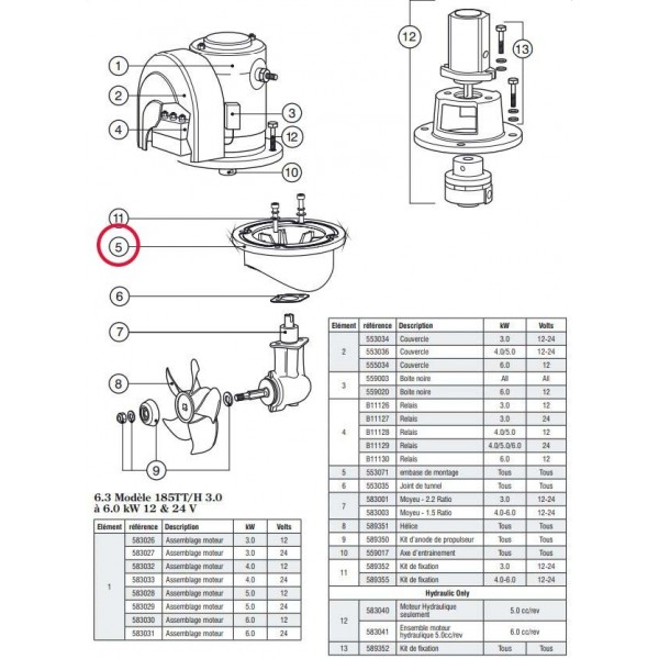 Base di montaggio per propulsore Lewmar 185TT - N°1 - comptoirnautique.com