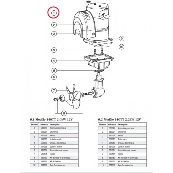 Motor kit for thruster Lewmar 140TT 2.0kW 12V - N°1 - comptoirnautique.com