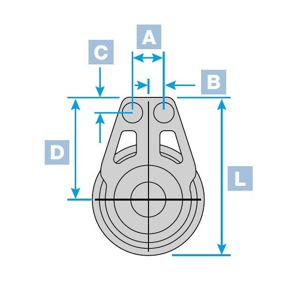Puleggia piana Racing HR-a ponte singolo - 60 mm - N°2 - comptoirnautique.com