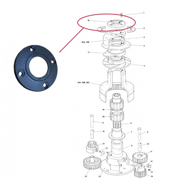 Calotta superiore per vecchio verricello Wavegrip da 30 ST a 56 ST - N°1 - comptoirnautique.com