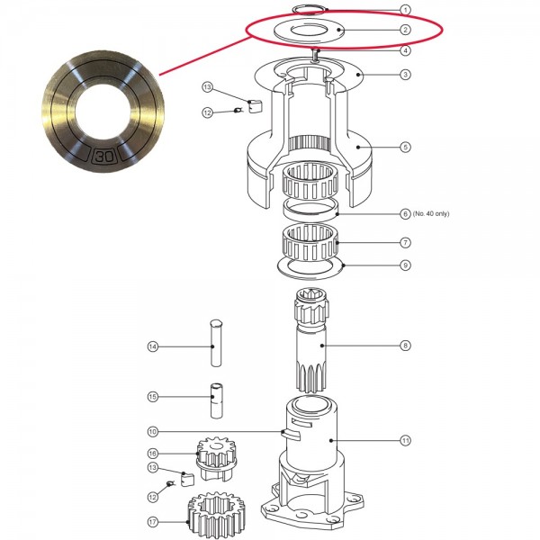 Tappo superiore per verricello T30 standard - N°2 - comptoirnautique.com