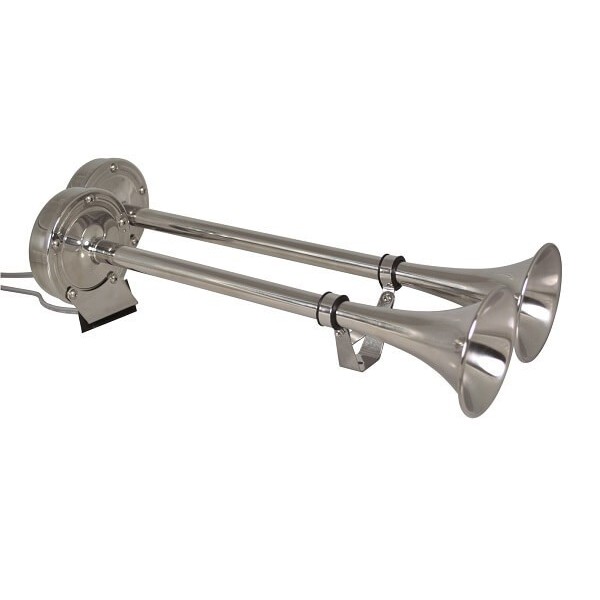 Doppia tromba elettrica 24V - in acciaio inox - N°1 - comptoirnautique.com