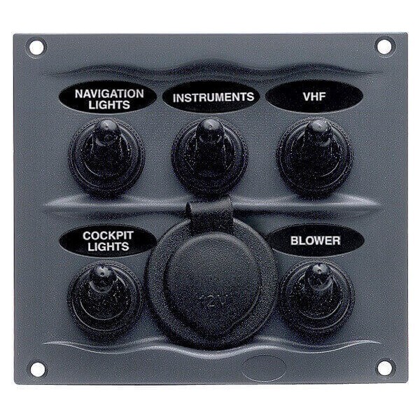 Painel de interruptores eléctricos com 5 interruptores de 20A + isqueiro - branco - N°1 - comptoirnautique.com