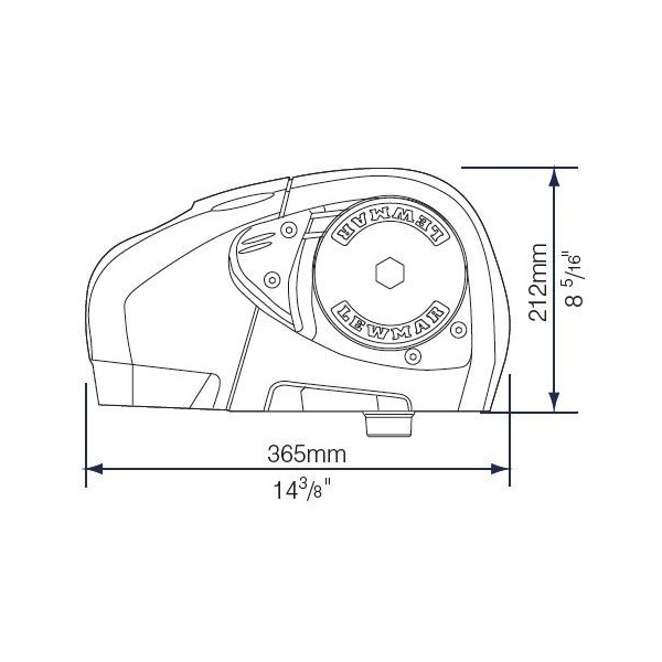 dimensions guindeau H2 lewmar horizontal lewmar de face - N°13 - comptoirnautique.com
