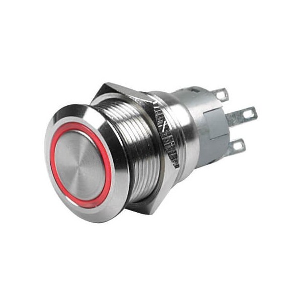 Druckknopf mit roter LED - 12V - ein/aus - N°1 - comptoirnautique.com