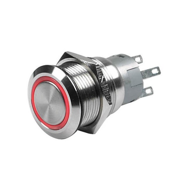 Botão de pressão LED vermelho - 12V - (on)-off - N°1 - comptoirnautique.com 