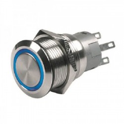 Blue LED pushbutton - 12V -...