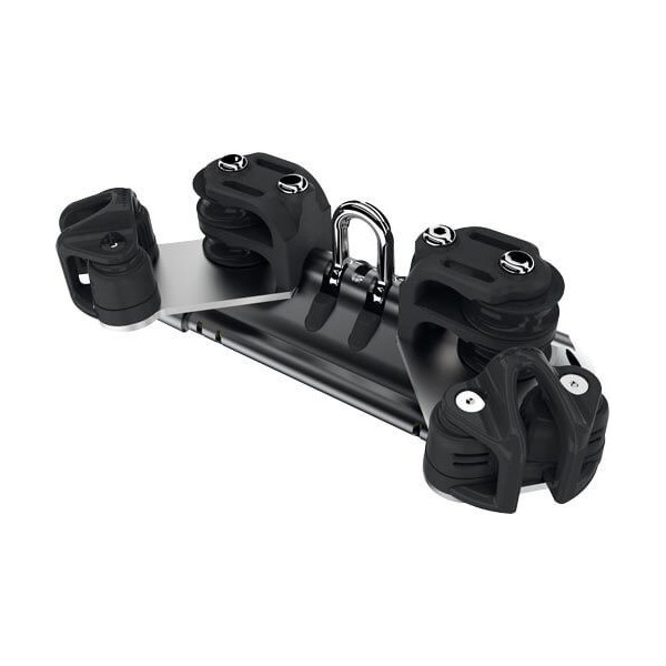 NTR Torlon ball bearing carriage with shackle, 4 control sheaves & cleat - T1 - N°1 - comptoirnautique.com