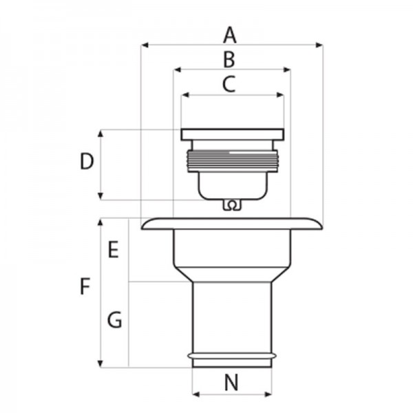 Plastic fittings with plug for fresh water, Ø38 mm - N°2 - comptoirnautique.com 