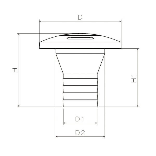 Boccola in plastica con tappo Ø38 mm - N°2 - comptoirnautique.com