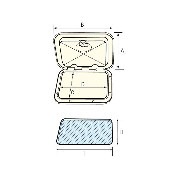 Botola di accesso Top Line 460 x 525 mm - grigio - N°2 - comptoirnautique.com