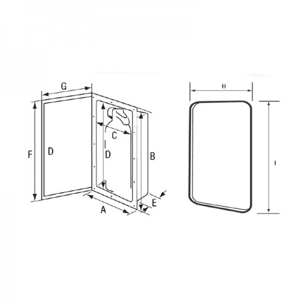 Caja de almacenamiento para extintor de 1 kg - con puerta - N°2 - comptoirnautique.com 