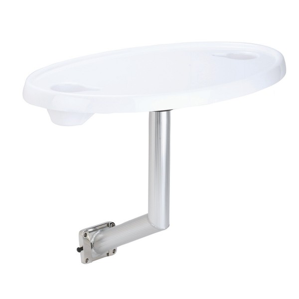 Kit de mesa oval em acrílico branco - perna em aço inoxidável - N°1 - comptoirnautique.com