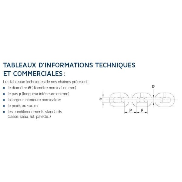 Corrente galvanizada de Ø 8 mm - ISO - N°2 - comptoirnautique.com
