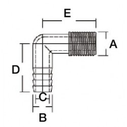 Male/female hose barb - Ø 31mm