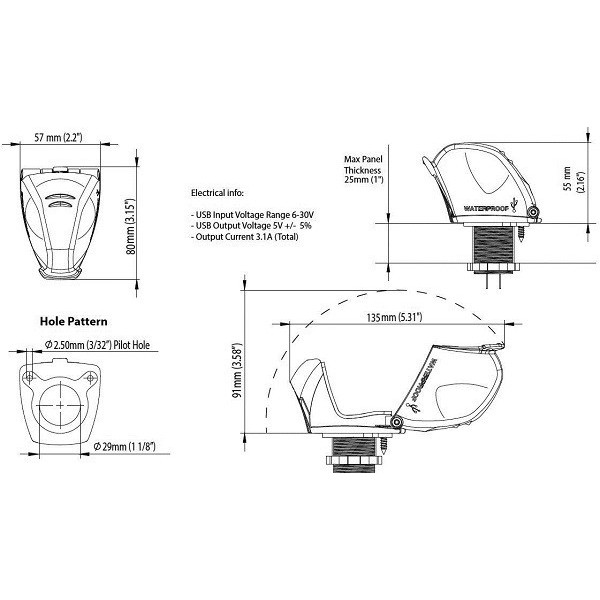 Presa USB Doppio - impermeabile - N°2 - comptoirnautique.com