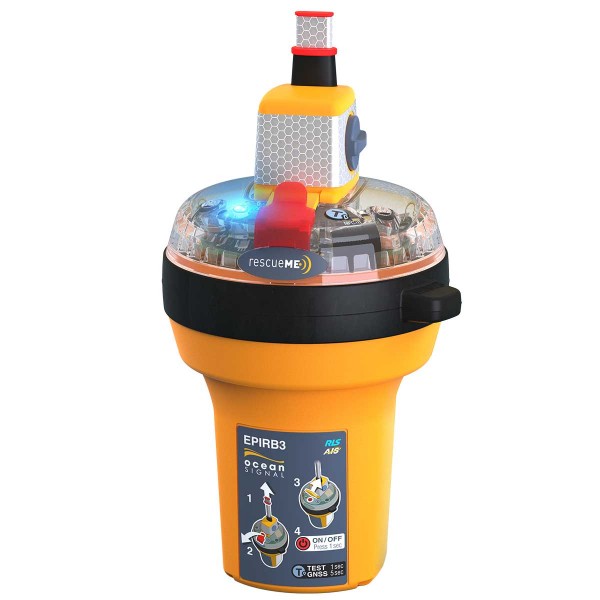 Balise de détresse EPIRB3 RescueMe Ocean Signal activée face - N°5 - comptoirnautique.com